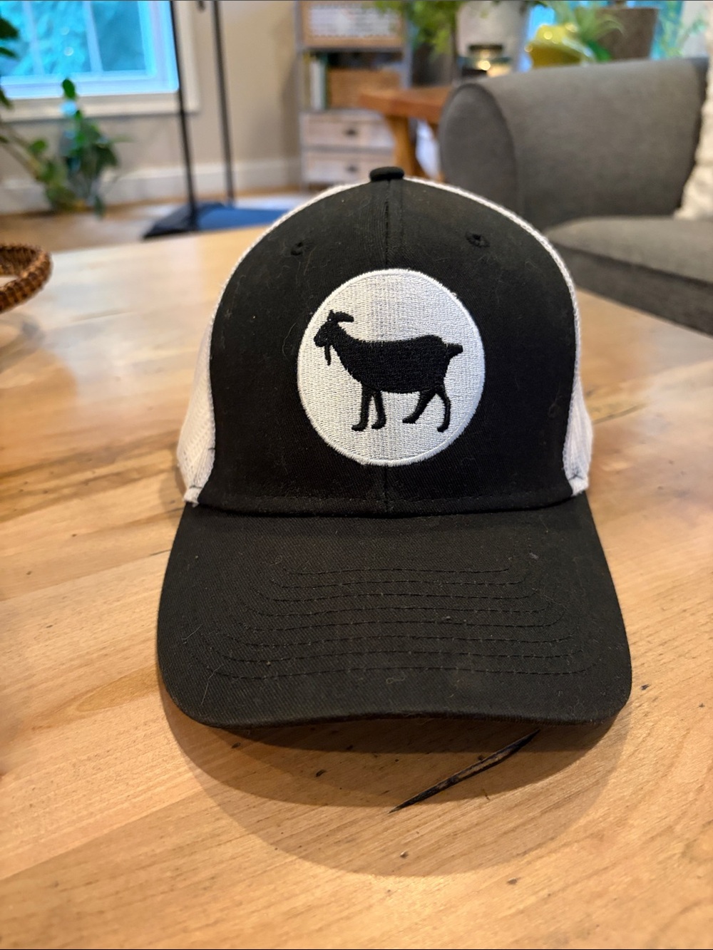 Black & White Tom Brady Trucker Hat with Goat Patch & #12